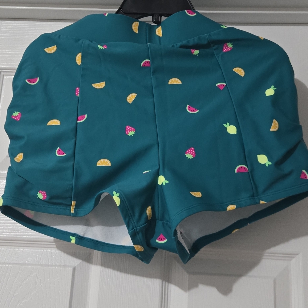 NWOT BOTTOMS ONLY Torrid Teal Fruit Print Swim Bottoms Size 1 - Picture 5 of 8